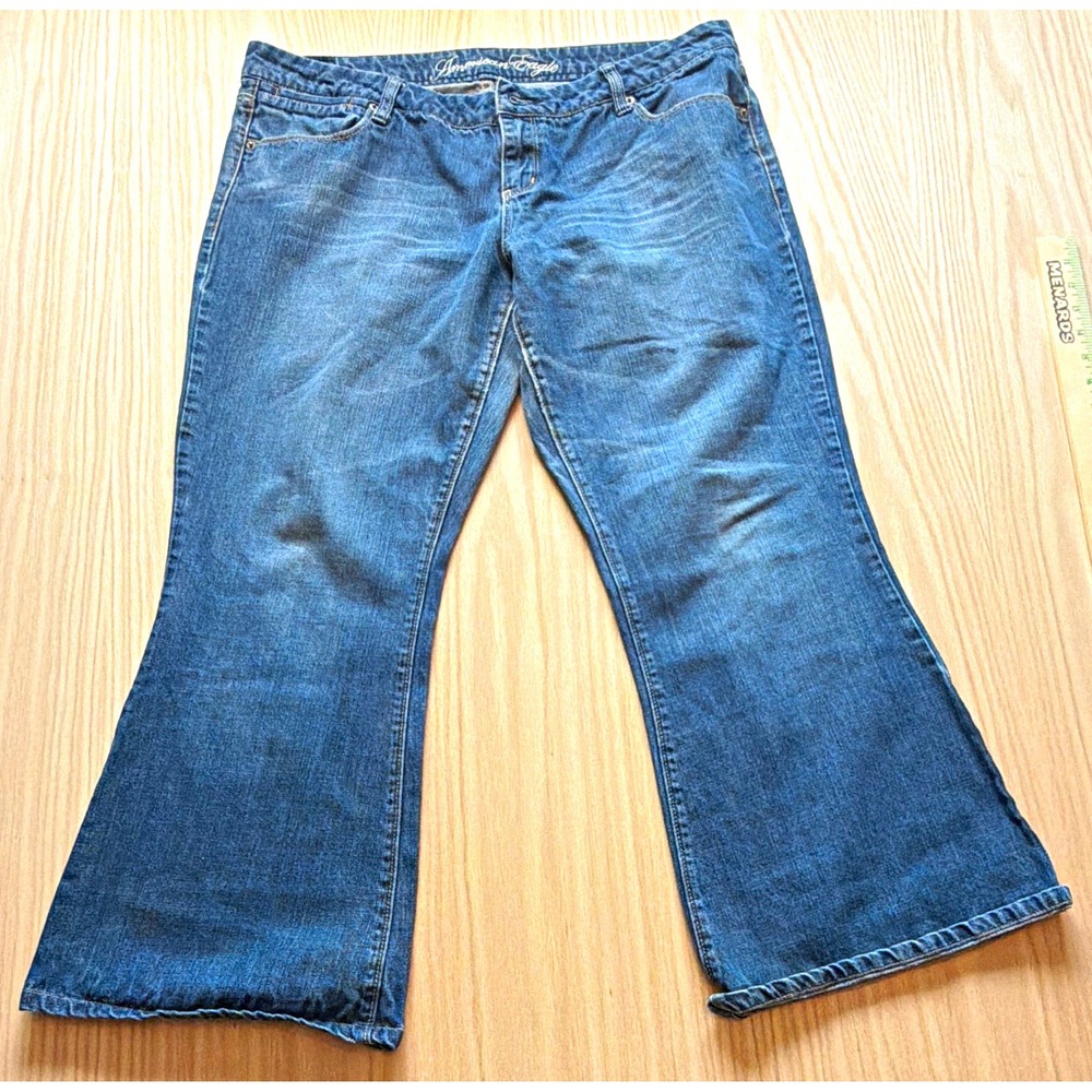 American Eagle Real Flare Women's Flared Jeans Size 16 Short Blue Medium Wash